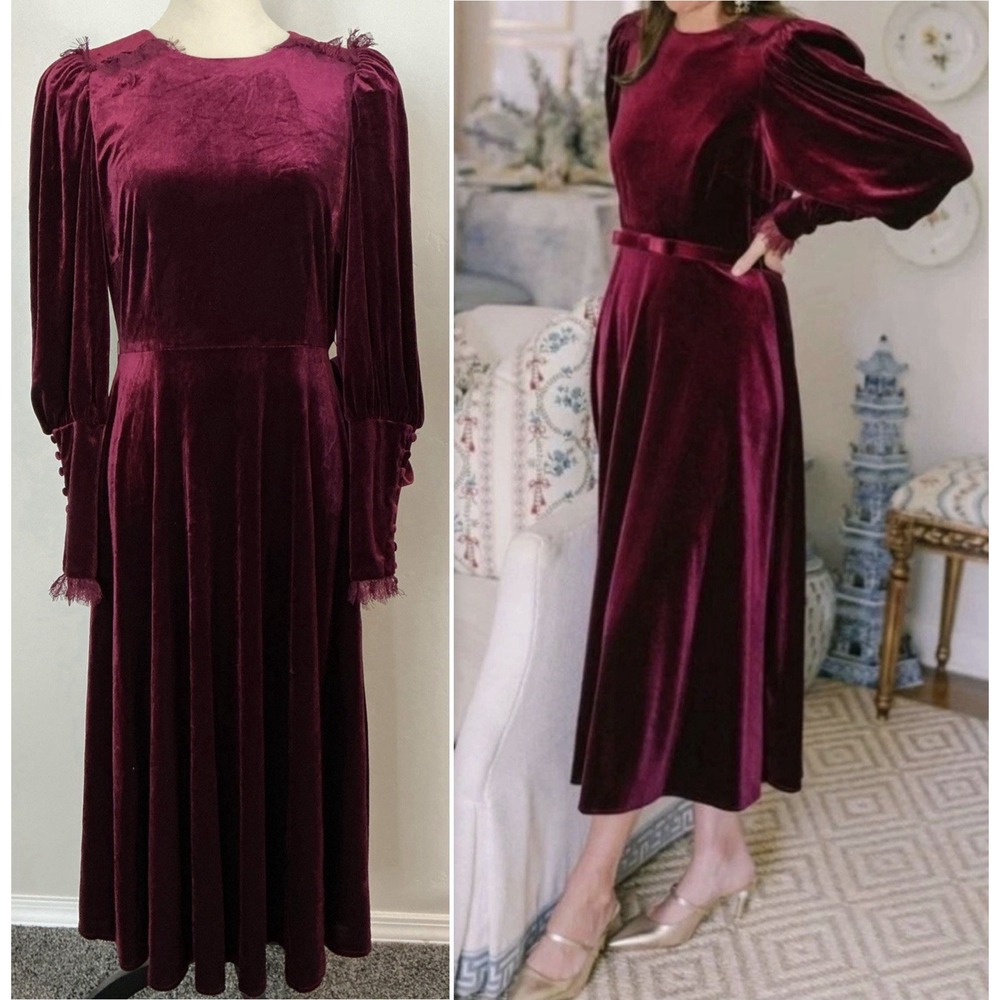 Antonio Melani × Nicola Bathie Helen Velvet Maxi Dress Size 6 Preppy Formal‎ NWT